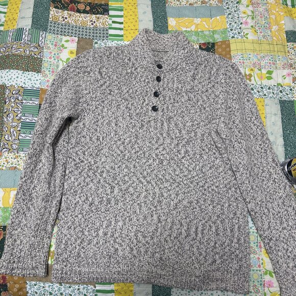 Rag & Bone Heathered Grey Wool Henley Sweater - Picture 1 of 11